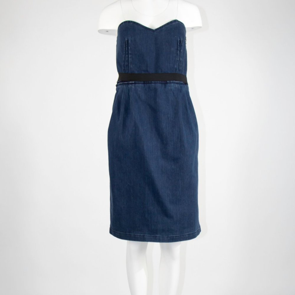 LANVIN ACNE Blue Denim Jean Strapless Dress Sz 38 Small New Retails 600$